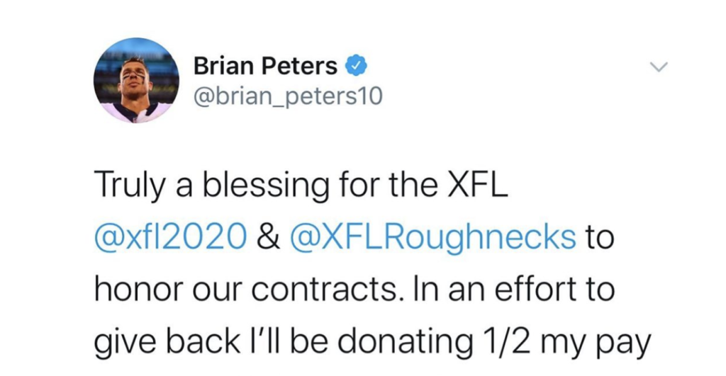 XFL Does the Right Thing and Honors Players Contracts, Despite Season Being Cut Short, Now One Player Is Donating Half of It – The XFL, along with every other professional sports league in the United States, came to a screeching halt, ending their inaugural 2020 season to reduce the spread of COVID-19.