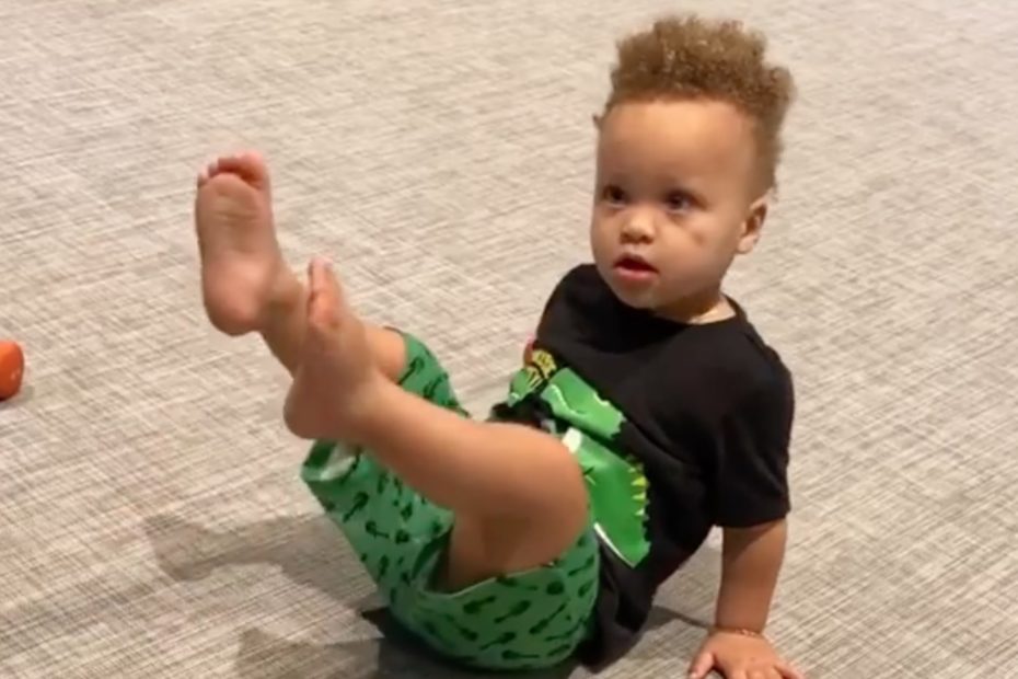 Stephen Curry Staying Active in Home Gym, But His 1-Year-Old Son Is Showing Him Up