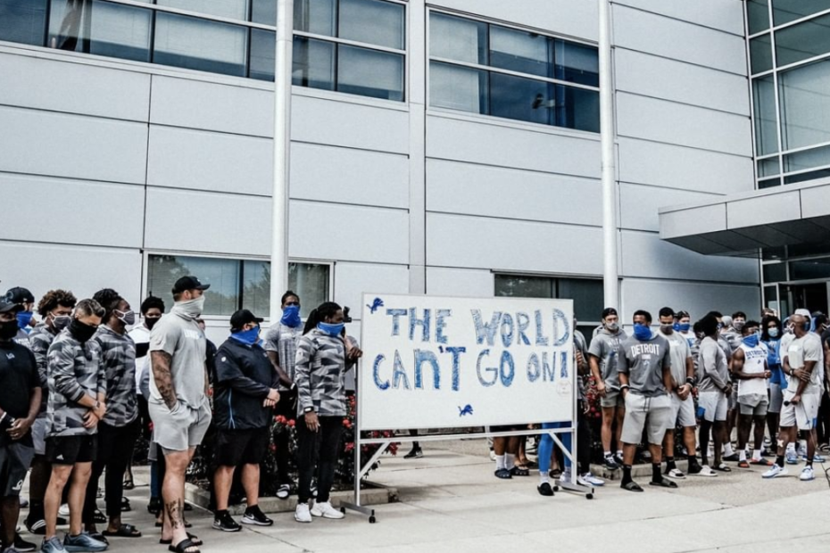 Detroit Lions Protest Shooting of Jacob Blake, Father of 3, Who was Shot 7 Time by Police, by Cancelling Practice – On Sunday, Jacob Blake, a 29-year-old African-American man with three young boys was shot by police seven times in Kenosha, Wisconsin, paralyzing him, in what his father calls a “senseless attempted murder”. To protest the shooting, the Detroit Lions canceled their practice scheduled for Tuesday.