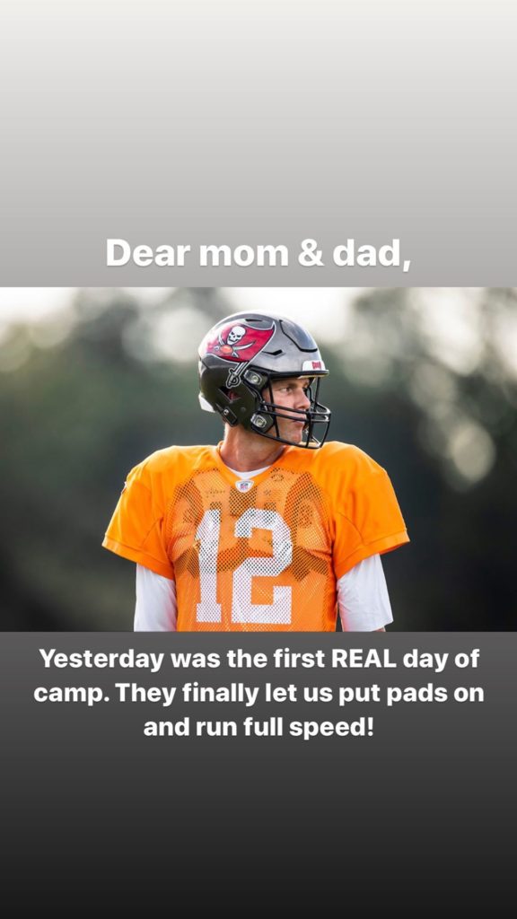 Tom Brady Writes Open Love Letter to His Parents From Training Camp on First Official Day – "Yesterday was the first REAL day of camp."
