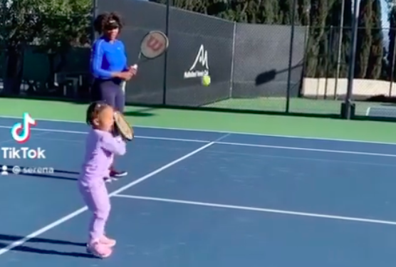 Like Mother, Like Daughter? Serena Williams Practicing Tennis On A Court With Daughter Olympia