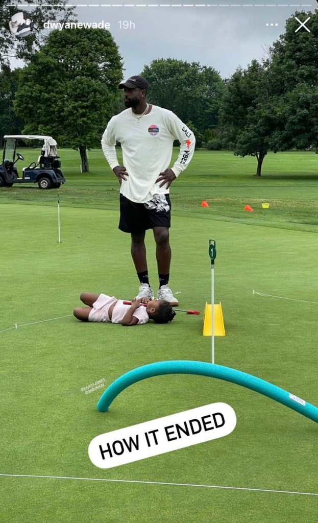 Dwyane Wade Took His 3-Year-Old Daughter Kaavia to Golf Class and Her Reaction Is Priceless