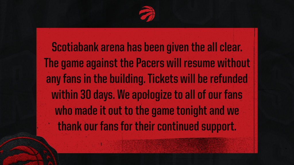 Toronto Raptors Smoke Pacers on the Court 66-38; Arena Evacuated After Fire Stops Game – The Indiana Pacers went head to head against the Toronto Raptors Saturday night at Toronto's Scotiabank Arena.
